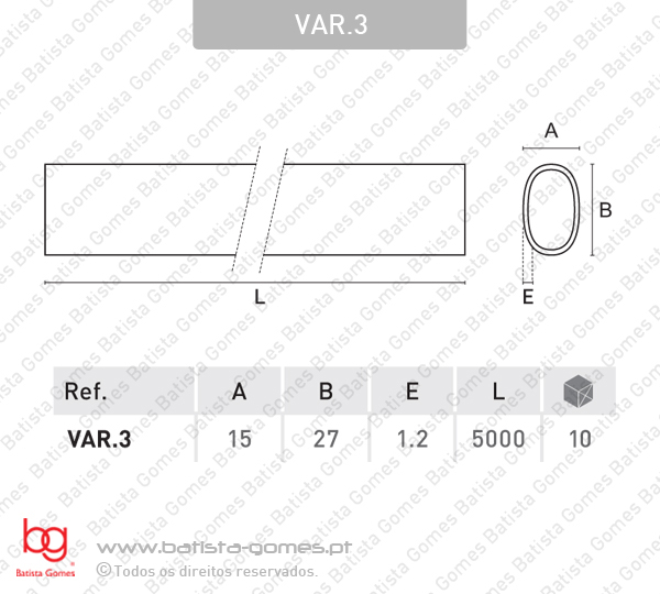 Var�o oval em Alum�nio liso